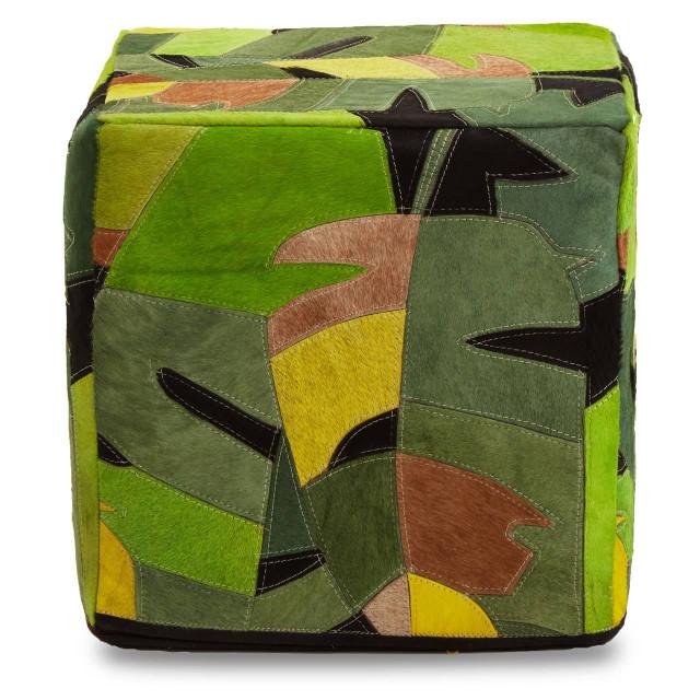 Premier Housewares Safira Botanical Leather Pouffe