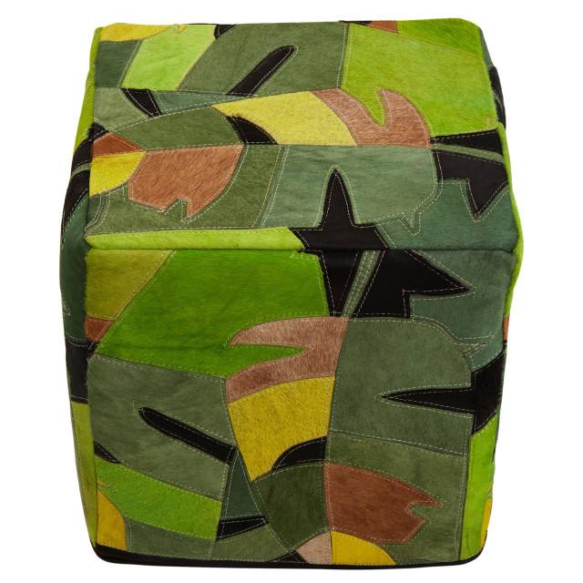 Premier Housewares Safira Botanical Leather Pouffe