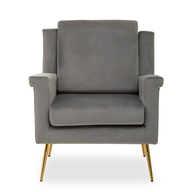 premier housewares Salma Grey Velvet Armchair