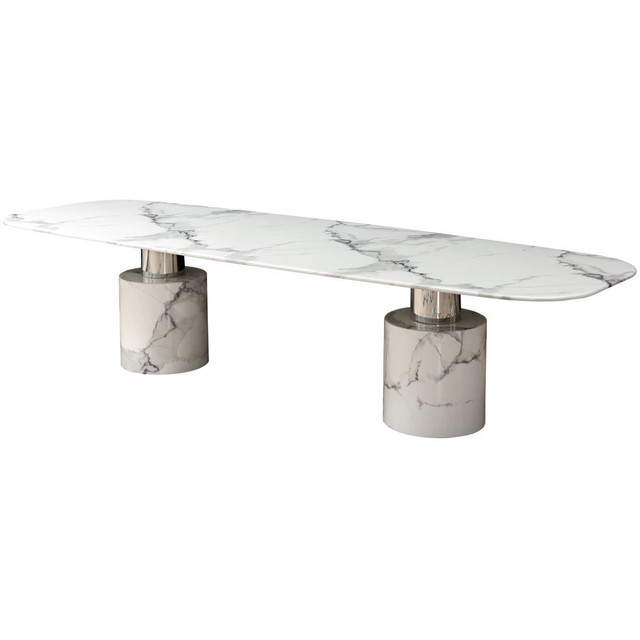 premier housewares Sesto White Marble Dining Table