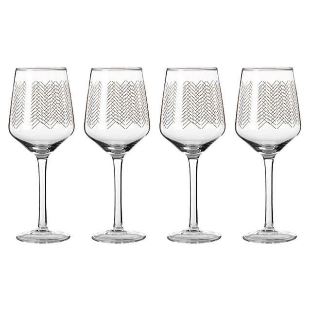 Premier Housewares Set Of Four Jazz Wine Glasses