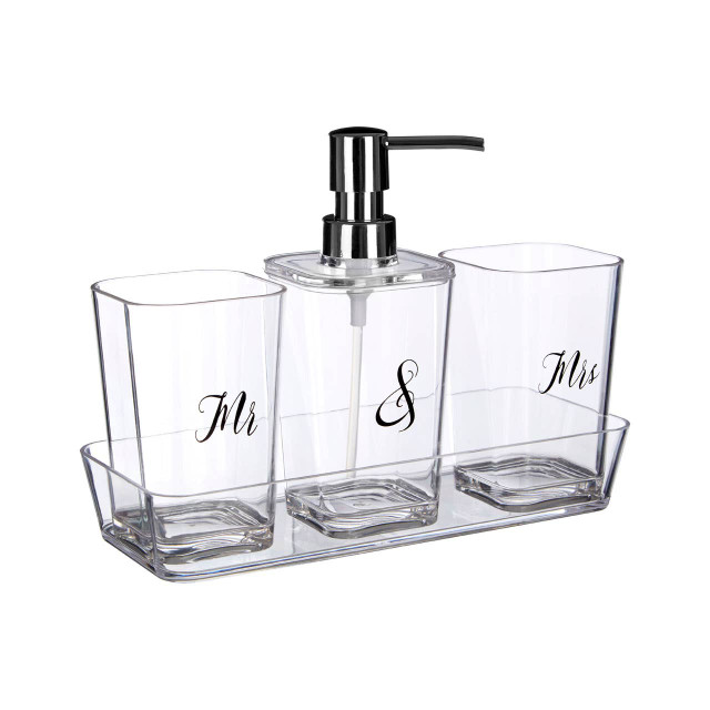 Premier Housewares Set Of Four Mr And Mrs Bath Set