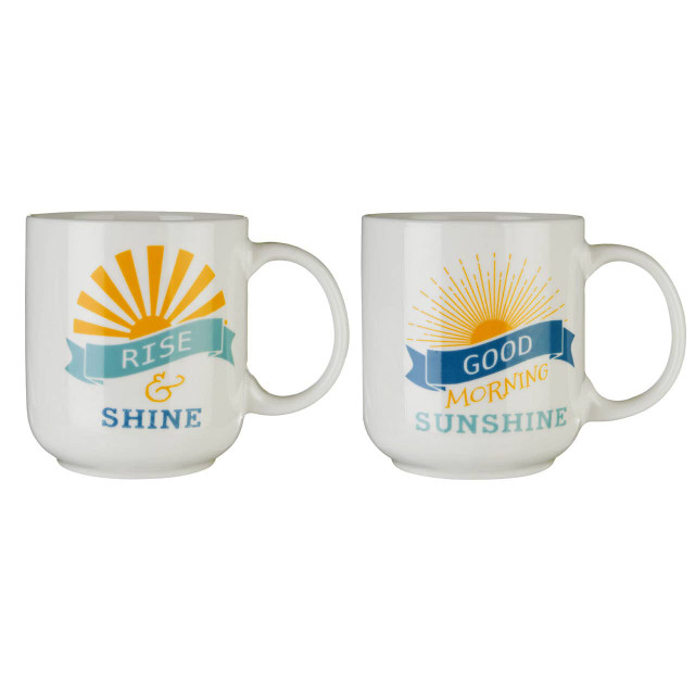 Premier Housewares Set Of Two Sunshine Mugs