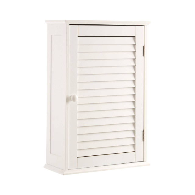 Premier Housewares Shutter White Wood Wall Cabinet