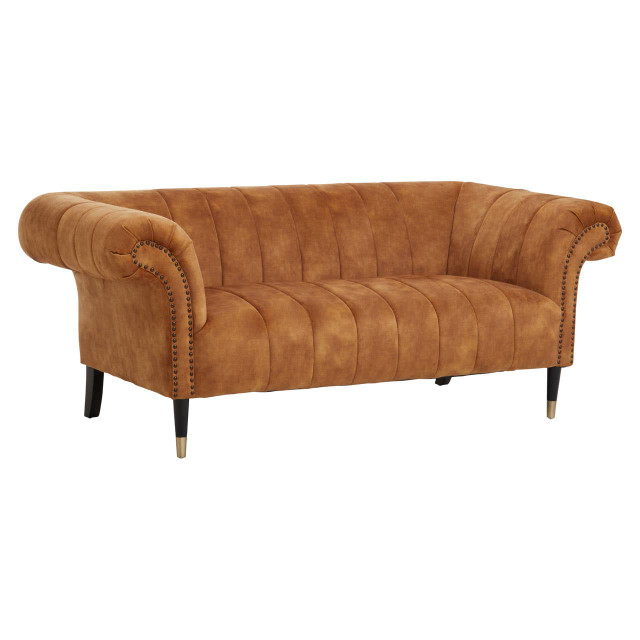 Premier Housewares Siena Two Seat Gold Velvet Sofa