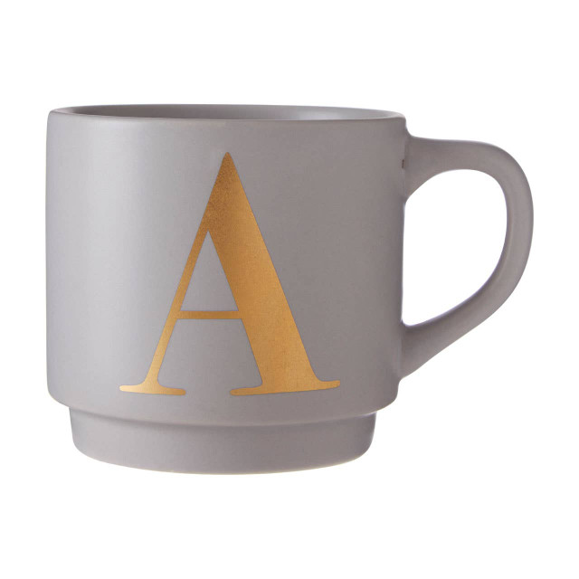 Premier Housewares Signet Grey Monogram Mug A