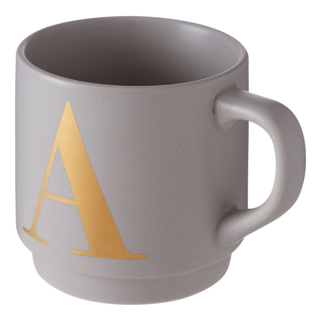Premier Housewares Signet Grey Monogram Mug A