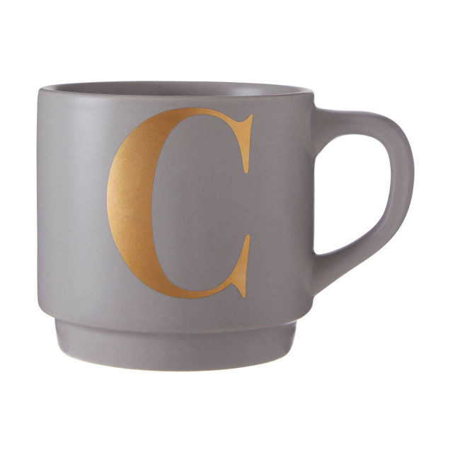 premier housewares Signet Grey Monogram Mug C