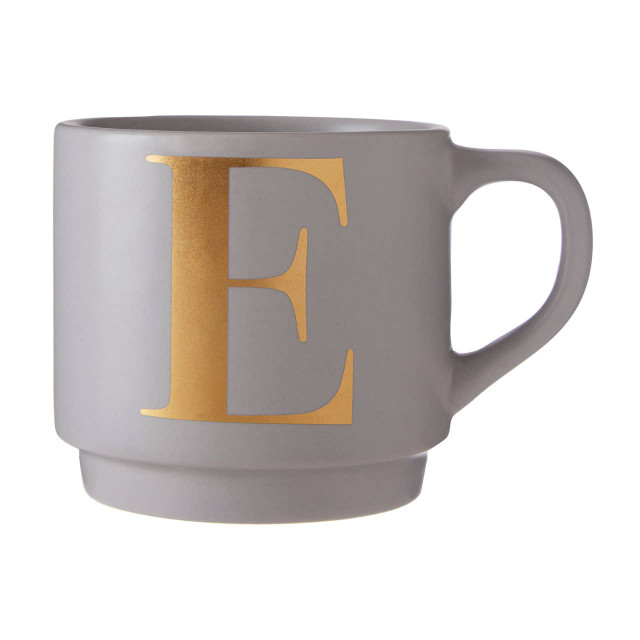 Premier Housewares Signet Grey Monogram Mug E