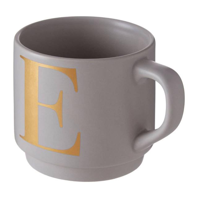 Premier Housewares Signet Grey Monogram Mug E
