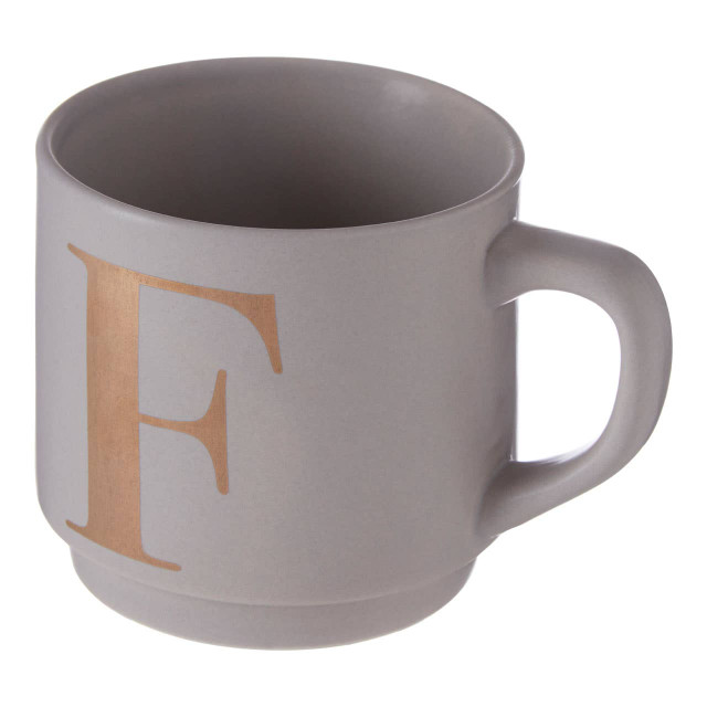Premier Housewares Signet Grey Monogram Mug F