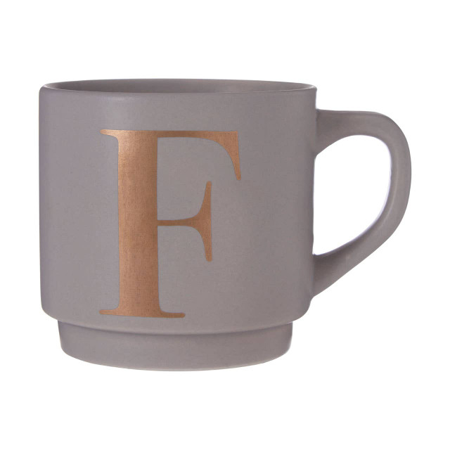 premier housewares Signet Grey Monogram Mug F