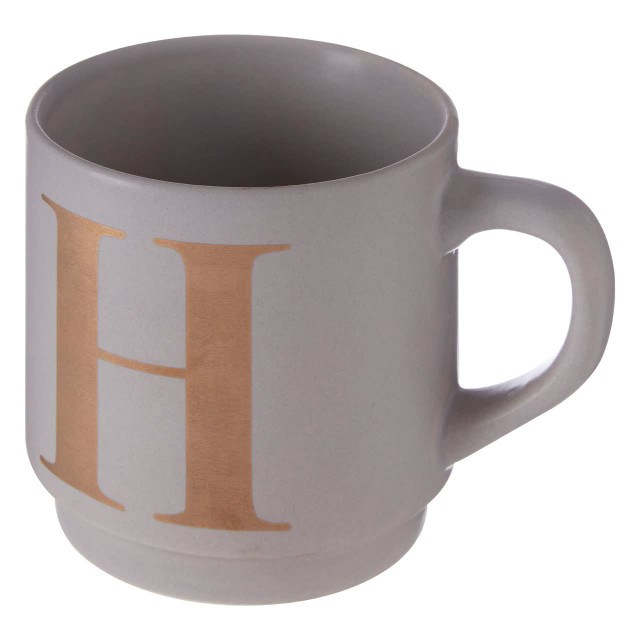 Premier Housewares Signet Grey Monogram Mug H