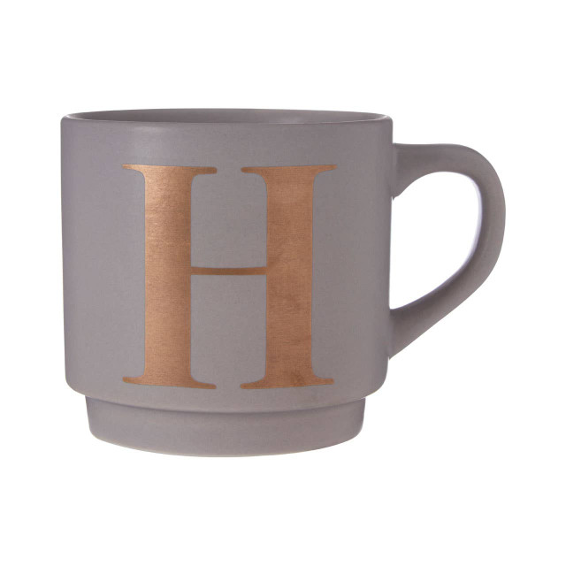 premier housewares Signet Grey Monogram Mug H