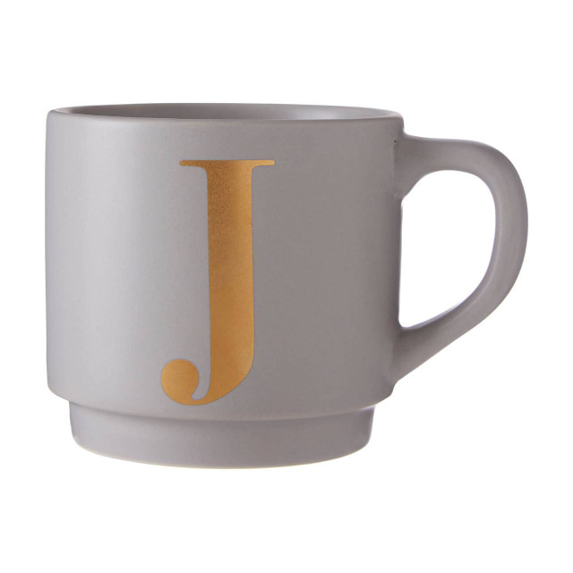 premier housewares Signet Grey Monogram Mug J