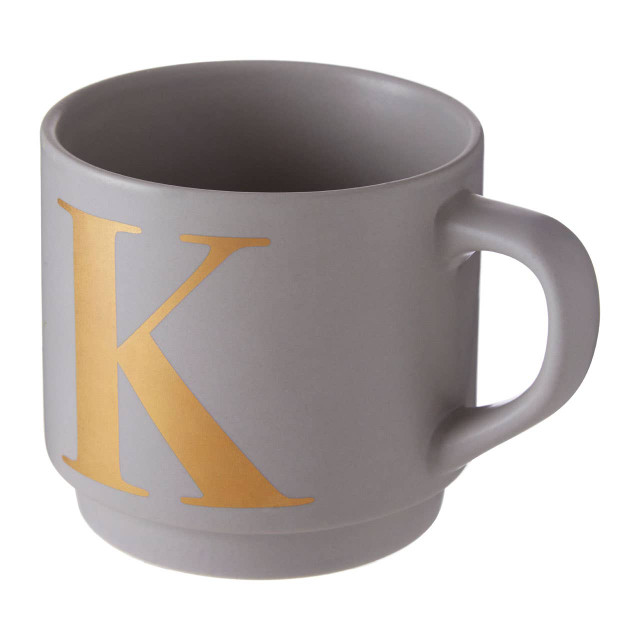 Premier Housewares Signet Grey Monogram Mug K