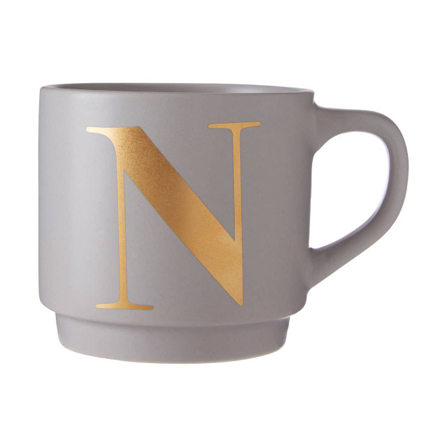 premier housewares Signet Grey Monogram Mug N