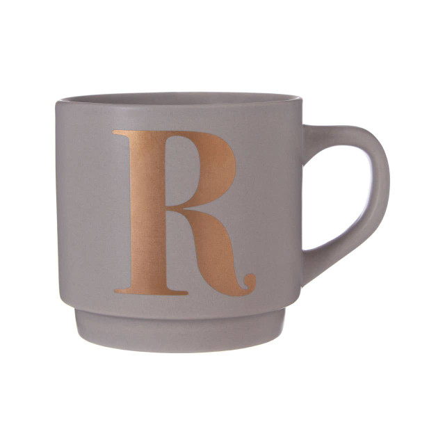 premier housewares Signet Grey Monogram Mug R