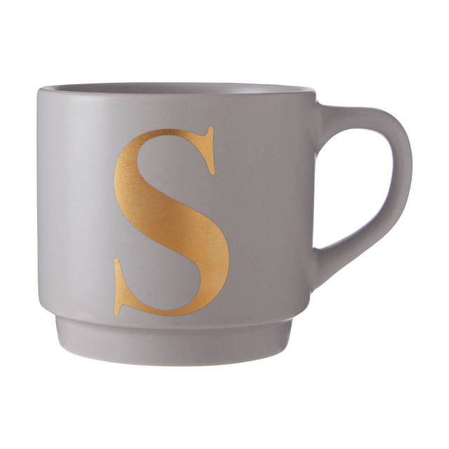 premier housewares Signet Grey Monogram Mug S