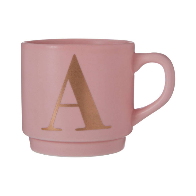 Premier Housewares Signet Pink Monogram Mug A