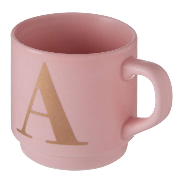Premier Housewares Signet Pink Monogram Mug A