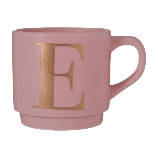 Premier Housewares Signet Pink Monogram Mug E