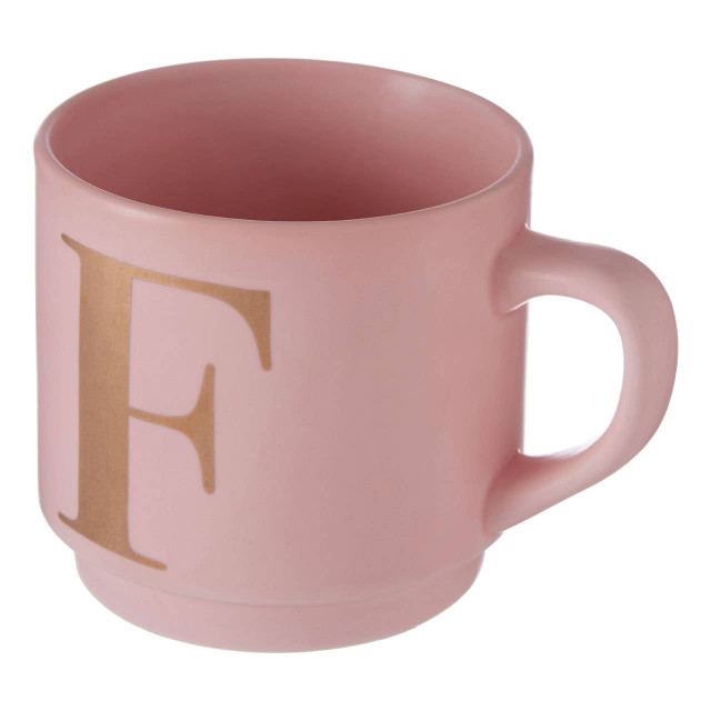 Premier Housewares Signet Pink Monogram Mug F