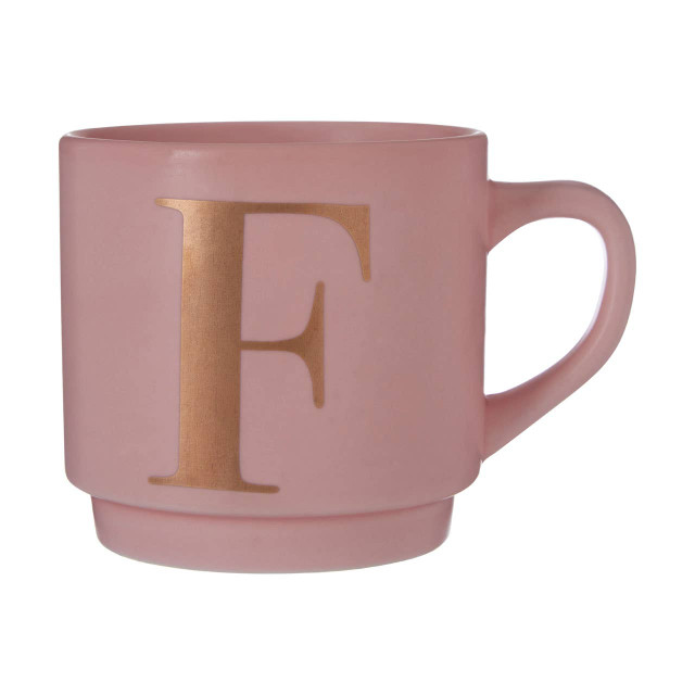 premier housewares Signet Pink Monogram Mug F