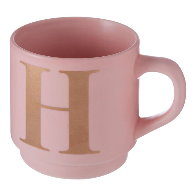 Premier Housewares Signet Pink Monogram Mug H