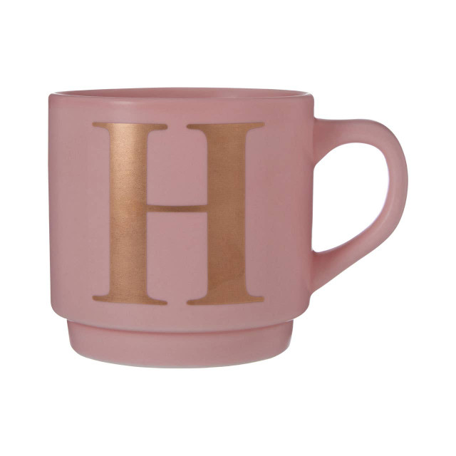 premier housewares Signet Pink Monogram Mug H
