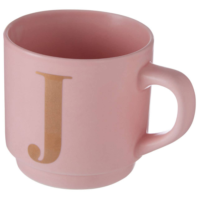 Premier Housewares Signet Pink Monogram Mug J