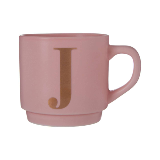 premier housewares Signet Pink Monogram Mug J