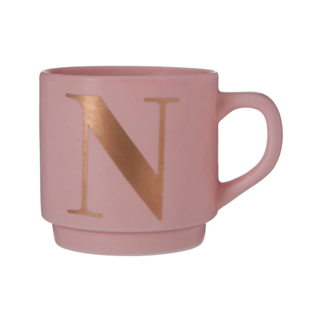 Premier Housewares Signet Pink Monogram Mug N
