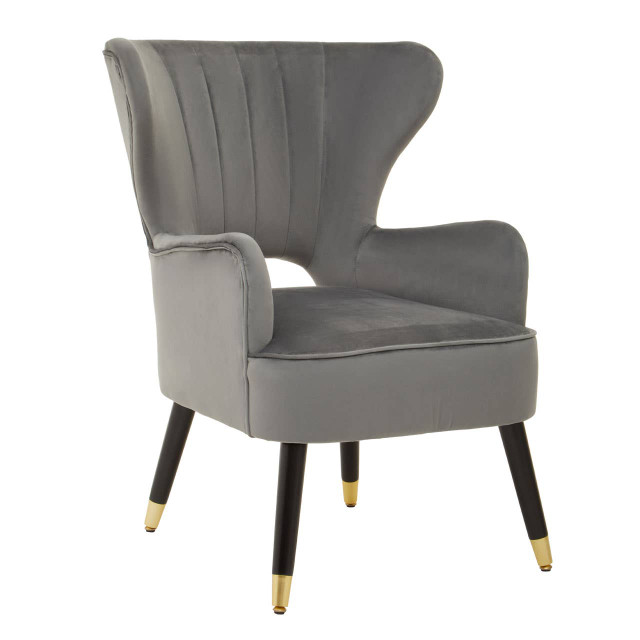 Premier Housewares Sloan Grey Velvet Armchair