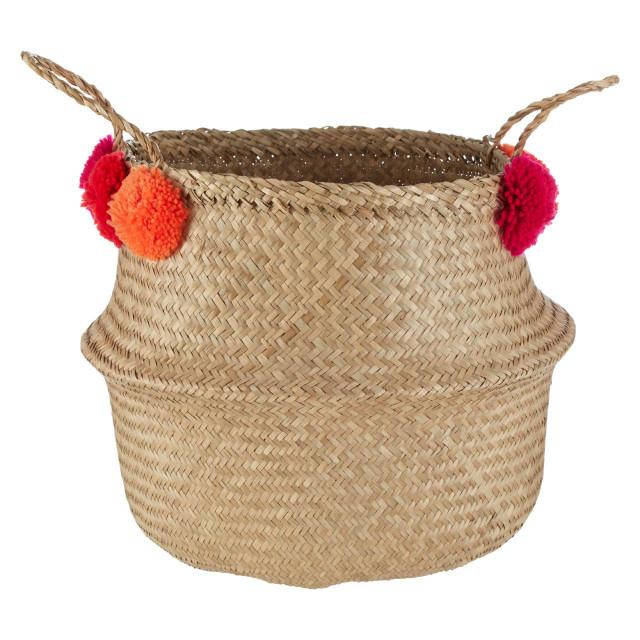 Premier Housewares Small Seagrass Pom Pom Basket