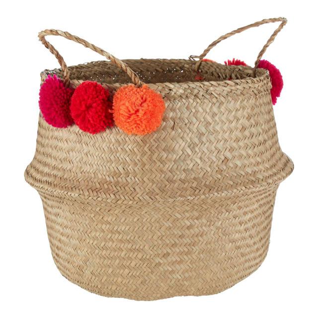 Premier Housewares Small Seagrass Pom Pom Basket