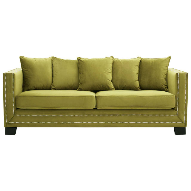premier housewares Sofia 3 Seat Moss Velvet Sofa