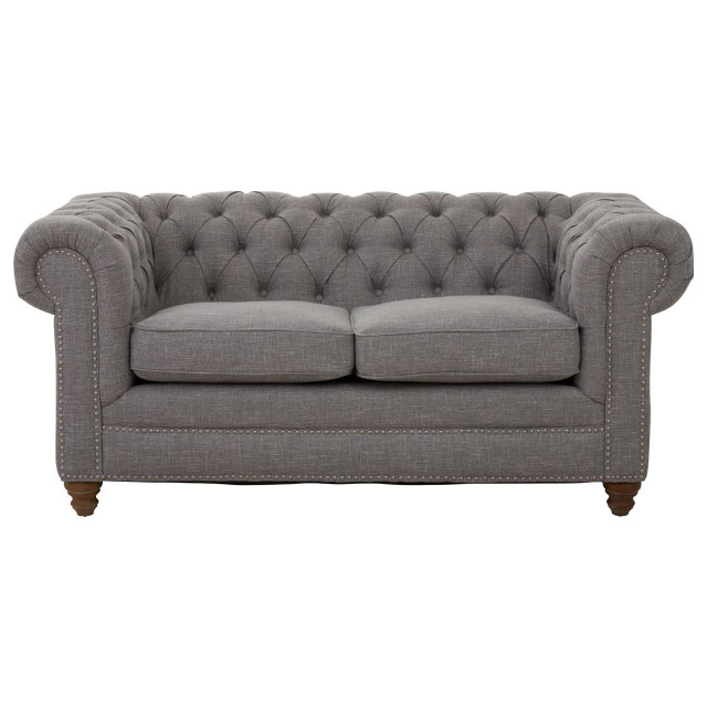 Premier Housewares Stella Two Seat Grey Linen Sofa