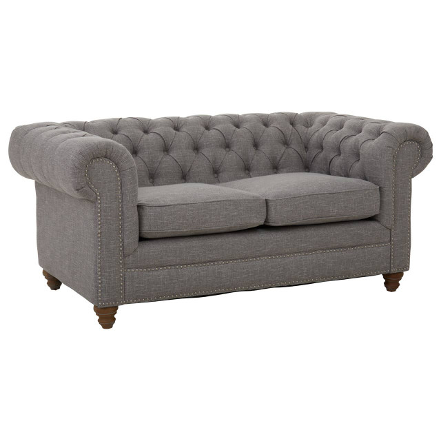 Premier Housewares Stella Two Seat Grey Linen Sofa