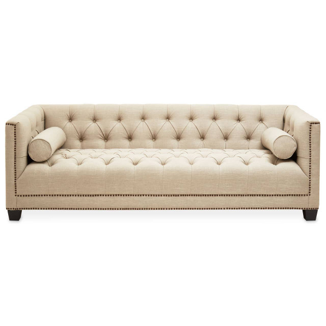 Premier Housewares Surina 3 Seat Stone Fabric Sofa