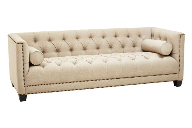 Premier Housewares Surina 3 Seat Stone Fabric Sofa