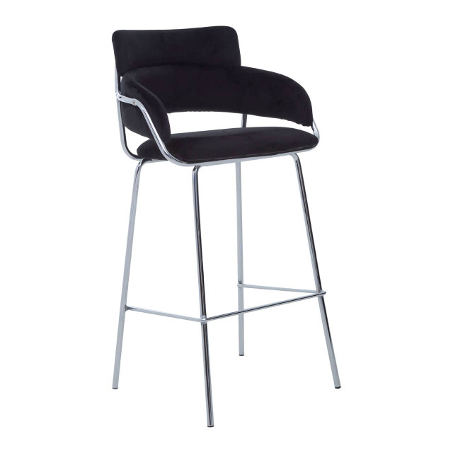Premier Housewares Tamzin Black Velvet Bar Chair