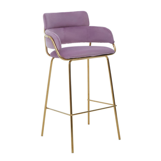 Premier Housewares Tamzin Pink Velvet Bar Chair