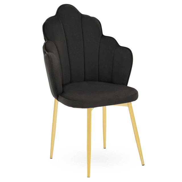 Premier Housewares Tian Black Velvet Dining Chair