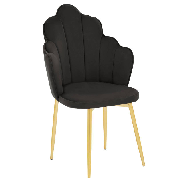 Premier Housewares Tian Black Velvet Dining Chair