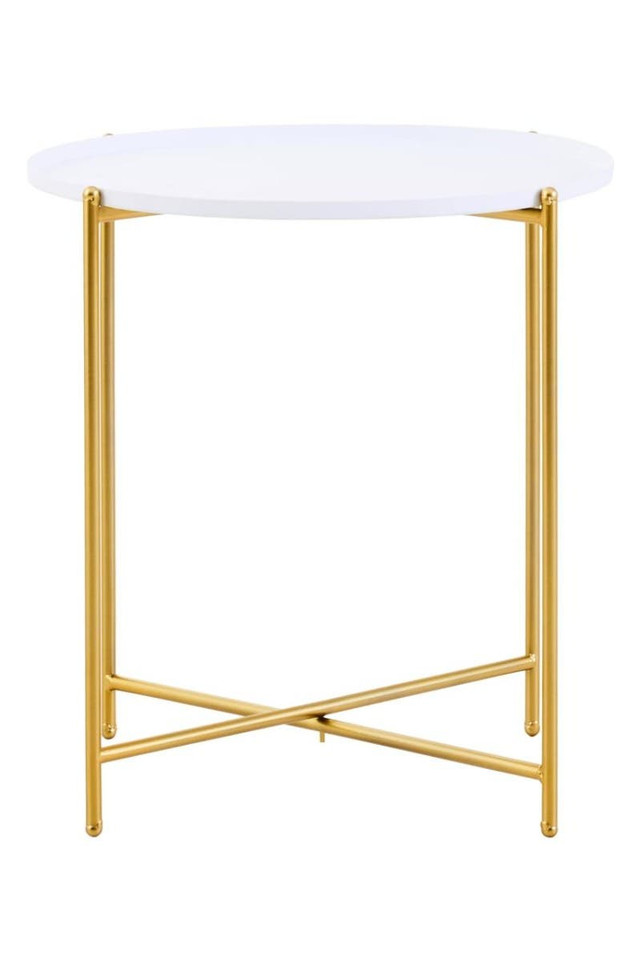 Premier Housewares Trosa White And Gold Side Table