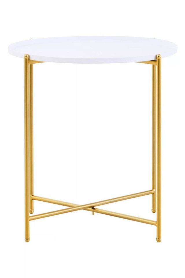 Premier Housewares Trosa White And Gold Side Table