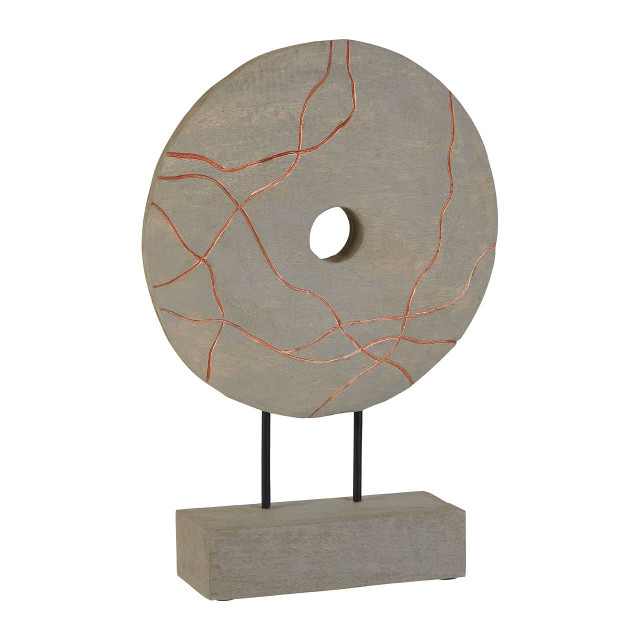 Premier Housewares Vena Round Wooden Sculpture