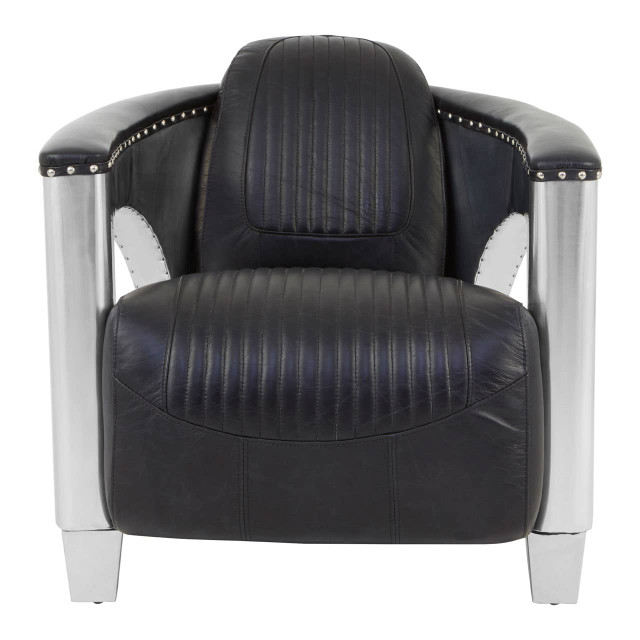 premier housewares Victor Black Leather Sofa Chair