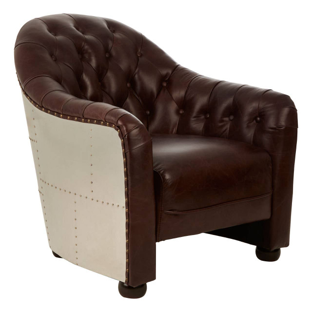 Premier Housewares Victor Brown Leather Tub Chair